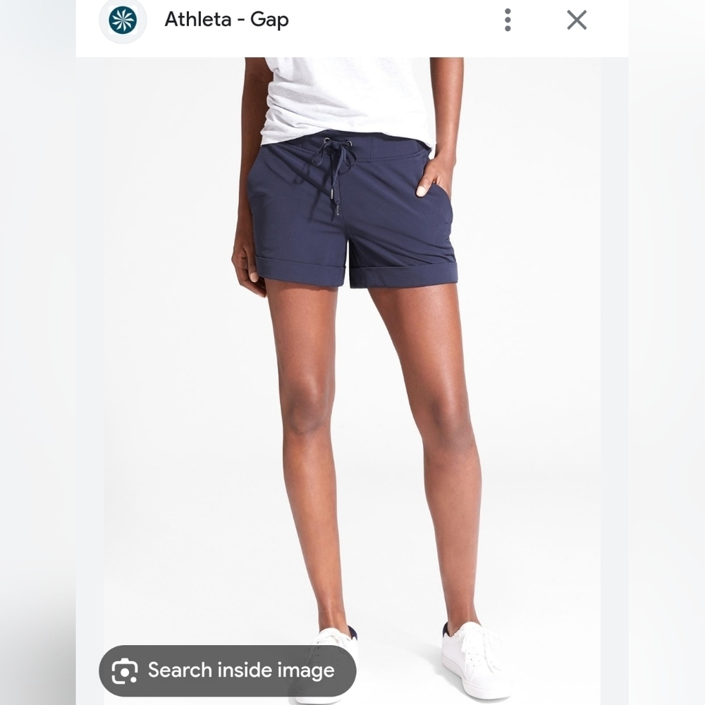 Athleta Midtown Cuffed Short Navy 2 Travel Sustainable BIFL Gorpcore Hike Golf